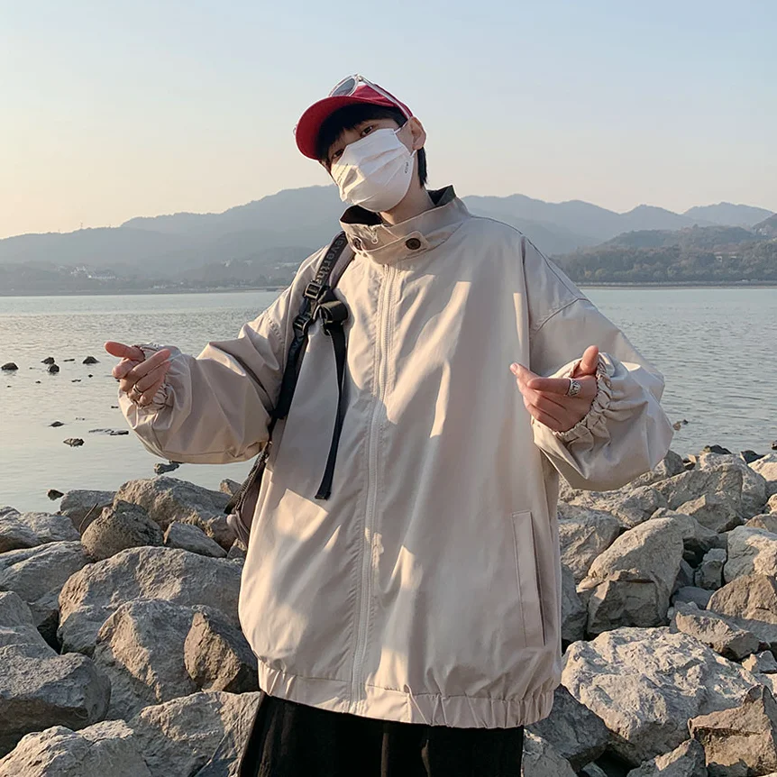 Куртки-бомберы мужские уличные красивая верхняя одежда весенний отложной