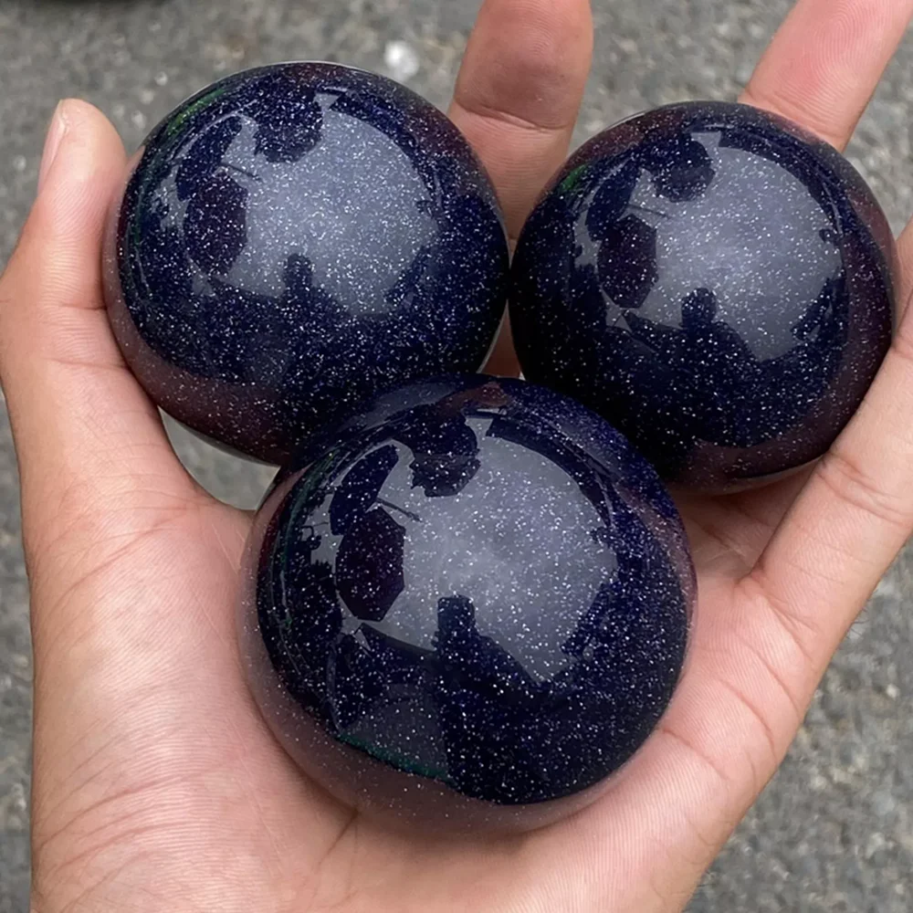 Натуральный кристалл кварца синий песок золотой шар кварцевый хрустальный