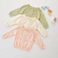 childrens coat new baby girl baby beautiful breathable soft solid color hollow cardigan sunscreen coat girls coat