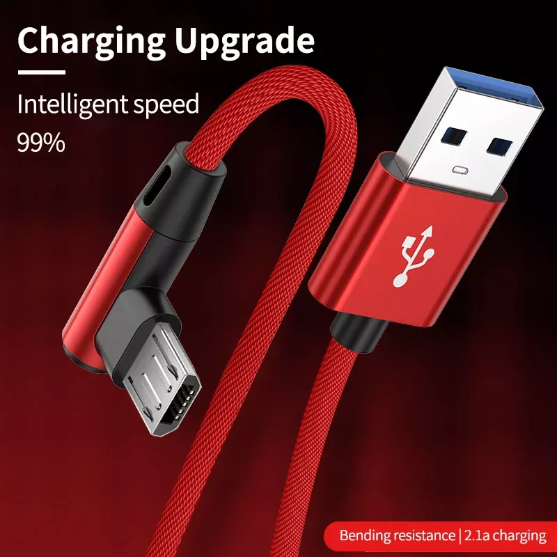

5A USB C Cable Fast Charging Micro USB for Huawei Mate 40 30 90 Degree Mobile Phone Charging Cord 1M/2M/3M