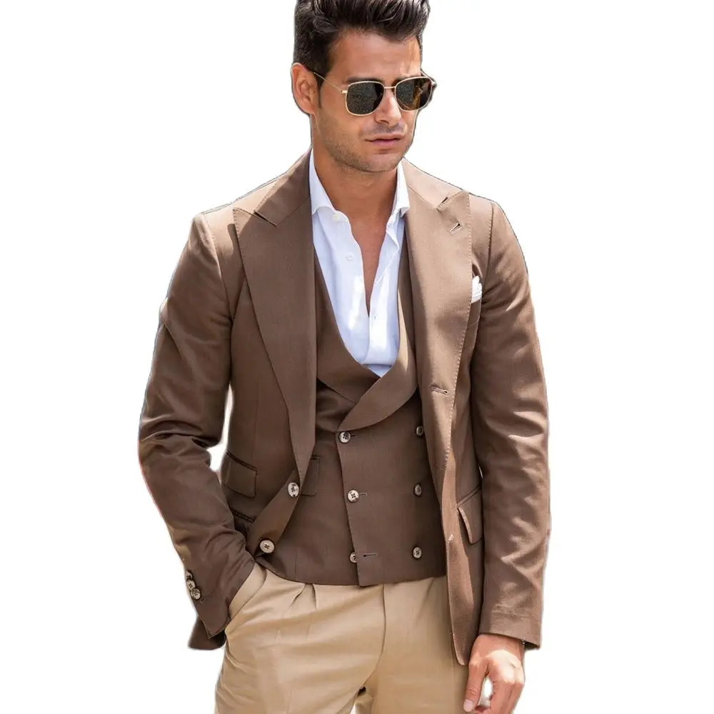 

Мужской повседневный смокинг небесно-светильник бого цвета, однобортный Блейзер с вырезом на воротнике, красивый костюм для вечеринки, выпускного, комплект из 3 предметов, Свадебная и официальная мужская одежда