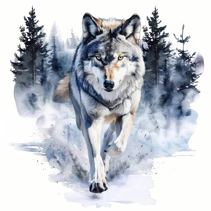 

Зимние наклейки с волком для дома