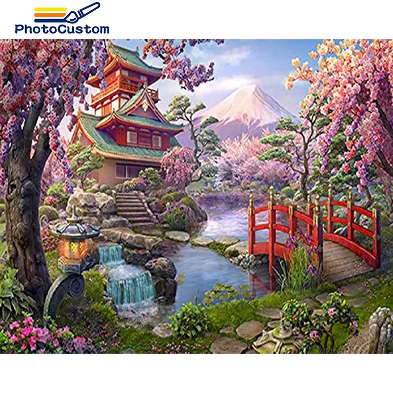 

PhotoCustom Full Square/Round Drill Diamond Painting 5d Landscape DIY Diamond Mosaic Cross Stitch Bridge Handicraft Home Decor