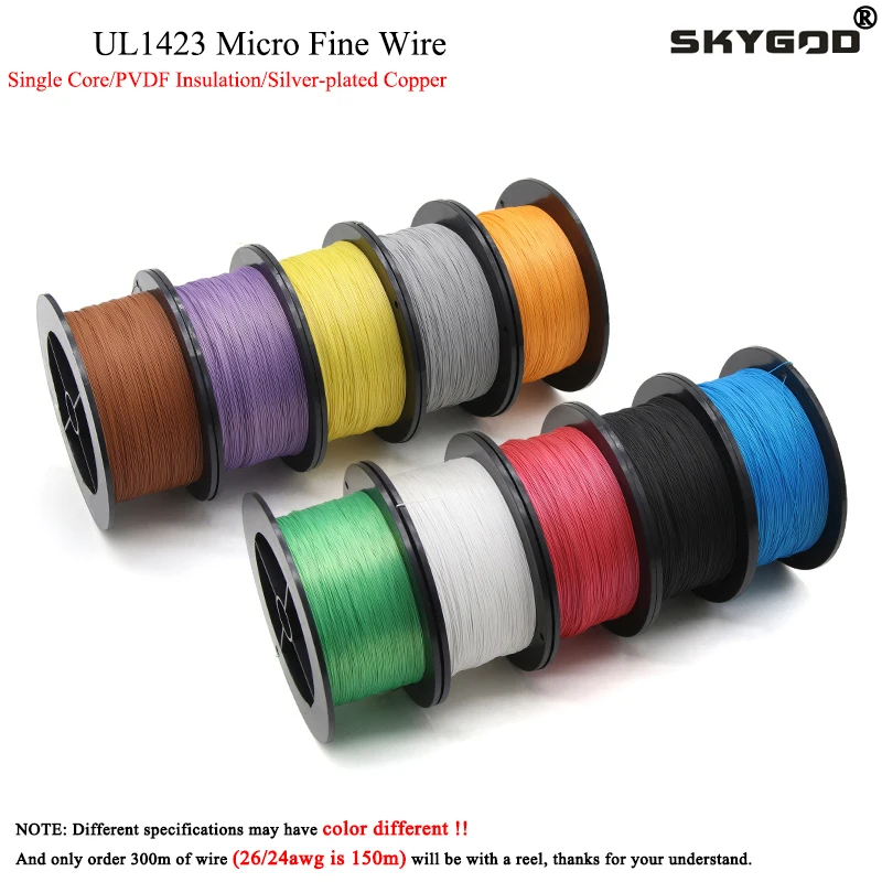 5/10/50 м UL1423 PTFE проволока Посеребренная медь 38/36/34/30/28/26/24AWG высокотемпературный электронный одножильный микро тонкий кабель
