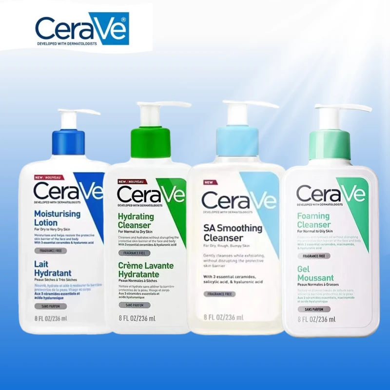 

New 236ml Cerave SA Smoothing Cleanser Hydrating Foaming For Oily Dry Skin Moisturising Lotion Skin Care Face Moisturizing