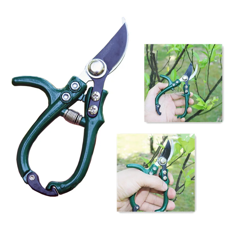 Multi-functional Garden Scissors Manual with Safety Buckle Stainless Steel Spring Gardening Pruning Shear Branch Plant Cutter