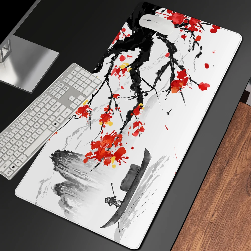 

Red Sakura Mouse Pad White Black Laptop Gamer Office Accessories for Desk Mat Gaming Mats Office Carpet Mousepad Gamer 900x400