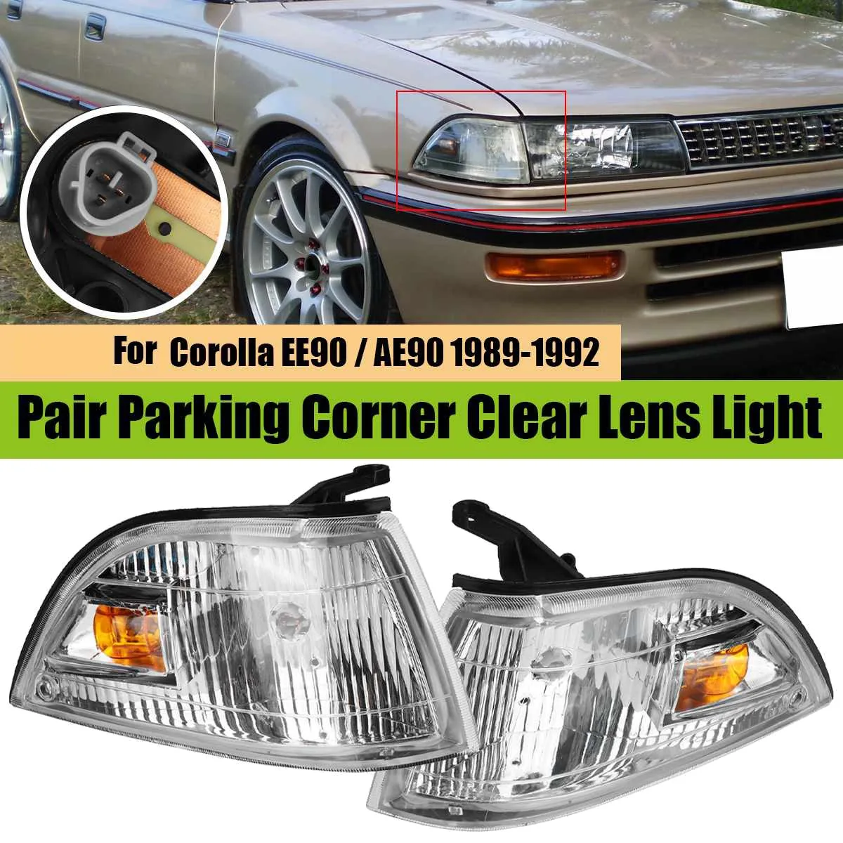 

1 Pair Car Front Corner Lamp Signal Lamp Light for Toyota Corolla EE90 AE90 1989 1990 1991 1992