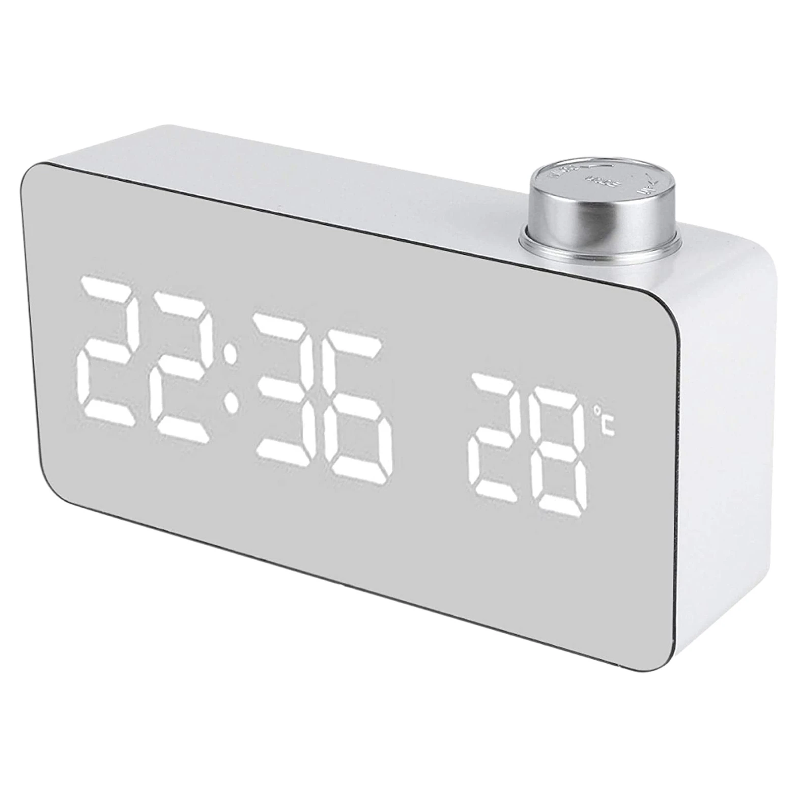 

Digital Alarm Clock USB Battery Electric LED Clocks 12/24H with Mirror TimeTemperature Snooze for Bedrooms Bedside,White