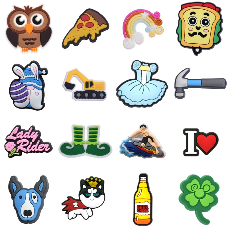 

Single Sales PVC Shoes Charms Accessories Boys Girls Party Gifts Garden Clog Buckle Pins Decorations Fit Croc Sandals Wristband