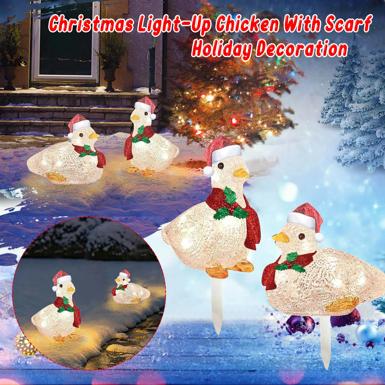 

Set Decoration Outdoor 1 Garden Light-Up Lights Holiday Christmas LED 2pcChristmas Scarf Figure Of Iron Ducklings Decoration &