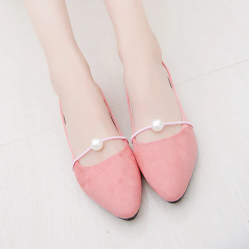 Bead Ladies Plus Size Flats Pointed Toe High Quality Slip-Ons Shallow Mouth Fashion New Simple Female Loafer Shoes Womans Flats