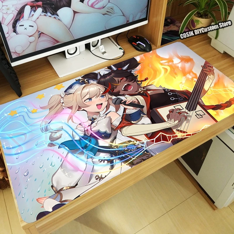 

Игровой коврик для мыши с аниме Genshin Impact Xinyan Barbara, большой Настольный коврик для косплея с клавиатурой, коврик для мыши Otaku, игровые аксессуар...
