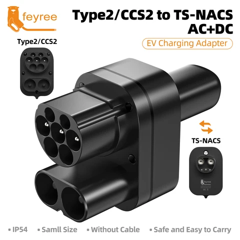 Адаптер Feyree CCS2 к Tesla AC+DC, подходящий для Tesla Model 3/X/Y, сделано в США, комбинированный адаптер CCS2, поддержка зарядного устройства CCS2 и Type2 EV