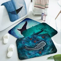 blue watercolor whale shark marine animals entrance door mat retro multiple choice living room kitchen rug non slip bedside mats