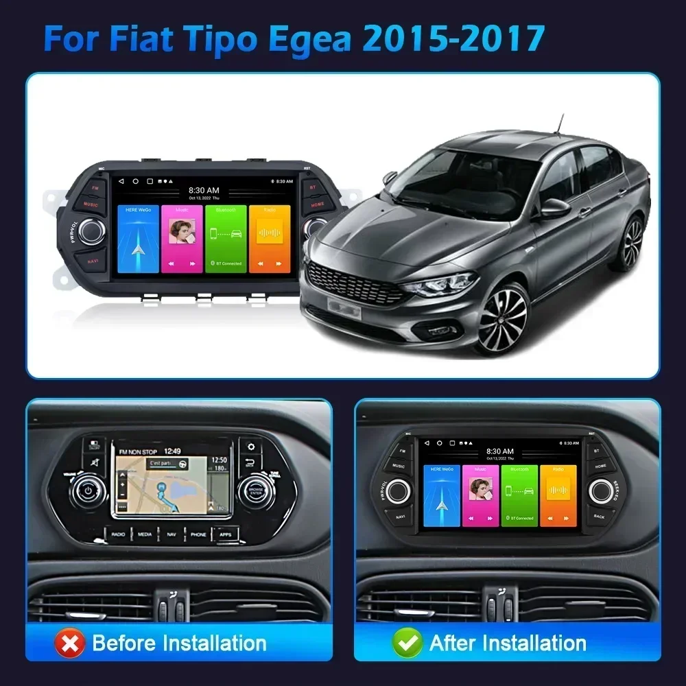 Автомобильный радиоприемник с мультимедийной навигацией для Fiat Tipo Egea 2015-2017