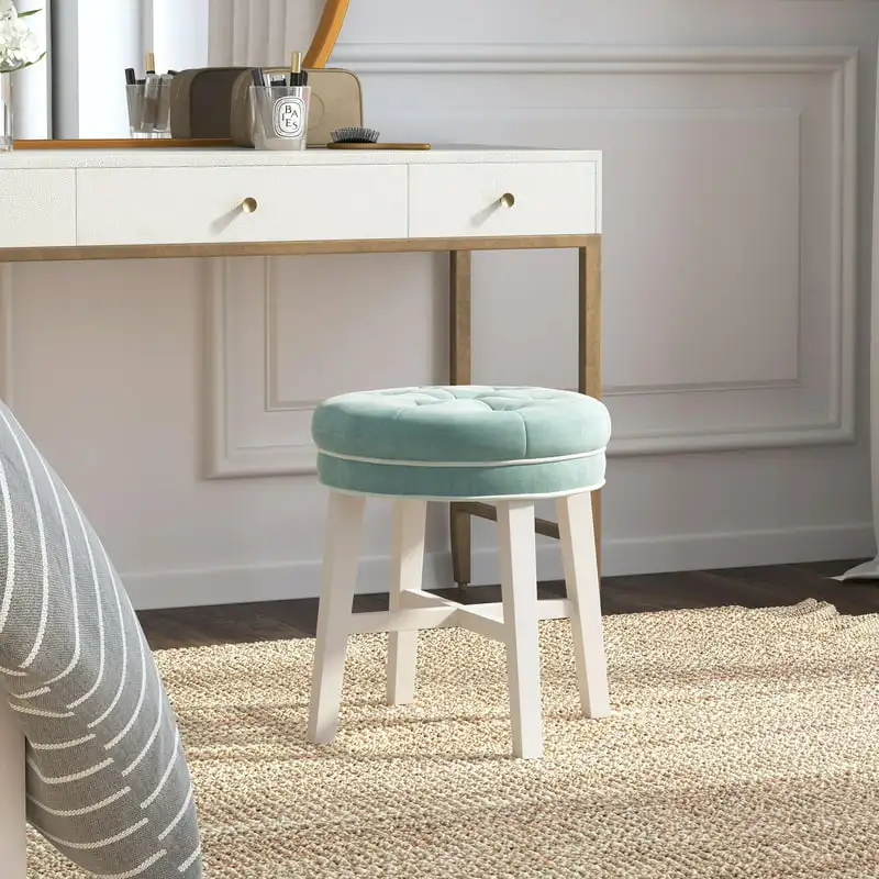 

Sophia Tufted Upholstered Backless Vanity Stool in Blue