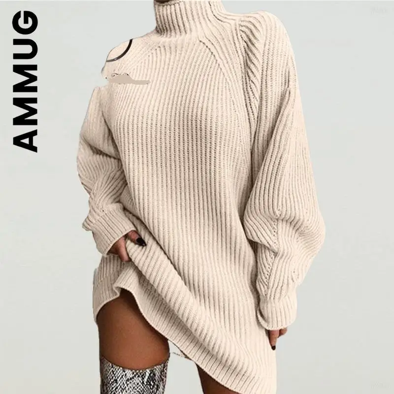 

Ammug Women Sweater Sexy Knitted Basic Leisure Soft Outfits Club Temperament Sweaters Ladies Holiday Simple Vestidos Female