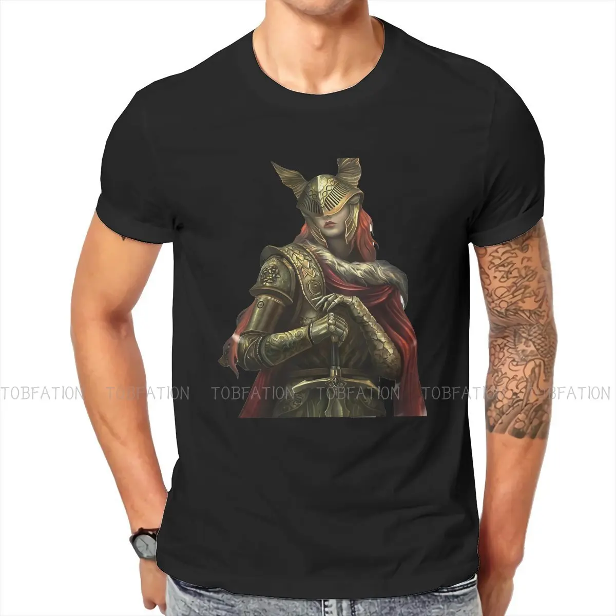

The Blind Valkyre Retro Hip Hop TShirt Elden Ring Game Printing Tops Comfortable T Shirt Men Tee Special Gift Idea