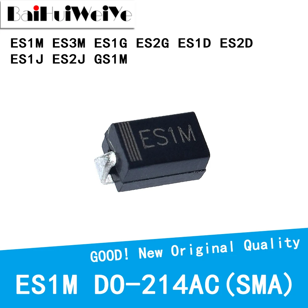 50 шт./партия ES1M ES3M ES1G ES2G ES1D ES2D ES1J ES2J GS1M DO-214AC SMA 1A 2A 200V 400V 600V 1000V SMD выпрямительный диод для восстановления
