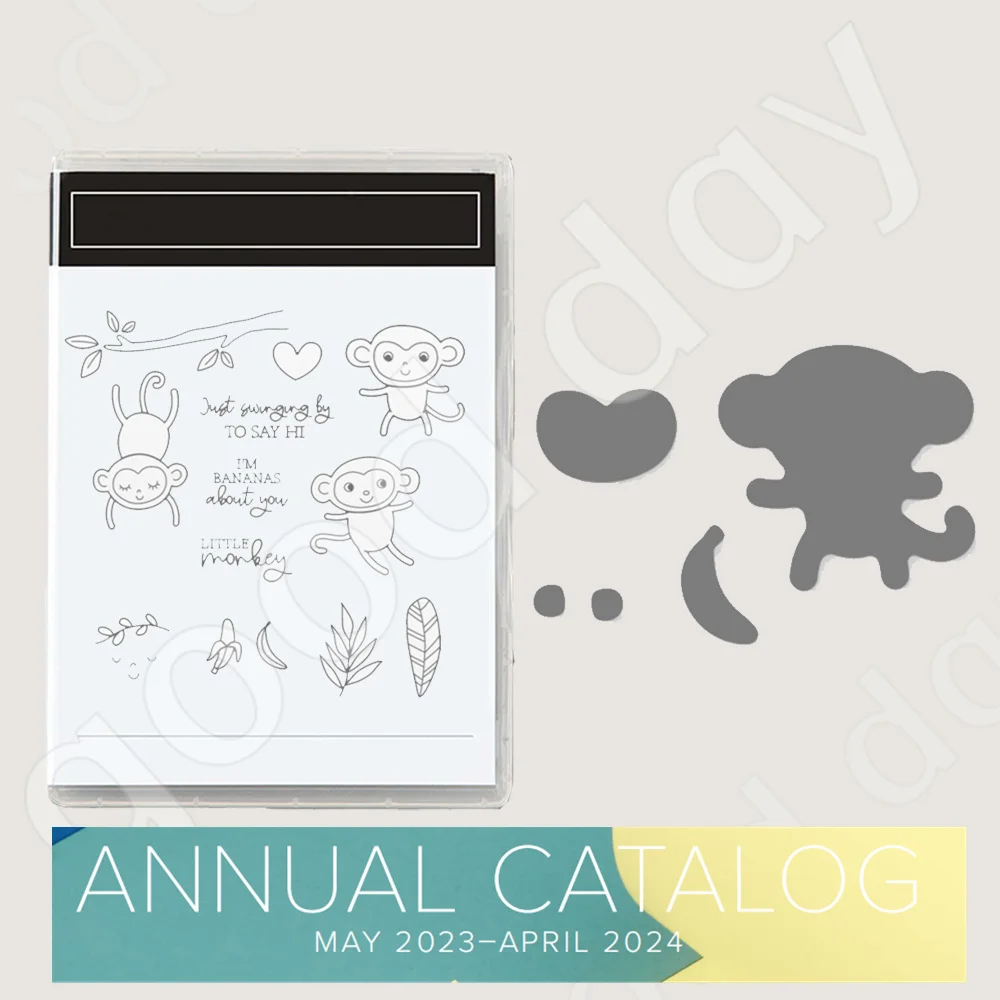 

2023 Catalogue Monkey Cutting Dies and Clear Stamps FOR DIY Scrapbooking Supplies Metal Dies Silicone Stamps New Arrival 2023