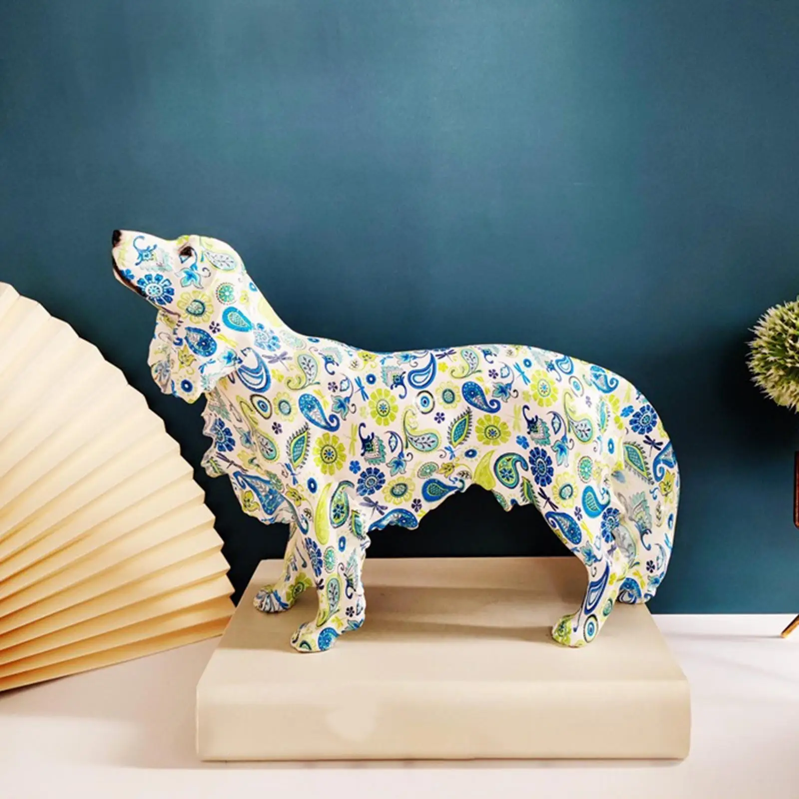 

Painting Graffiti Dog Statue Polyresin Crafts Collectible Souvenir Sculpture for Home Office Bookcase Shelf Outdoor Garden Decor