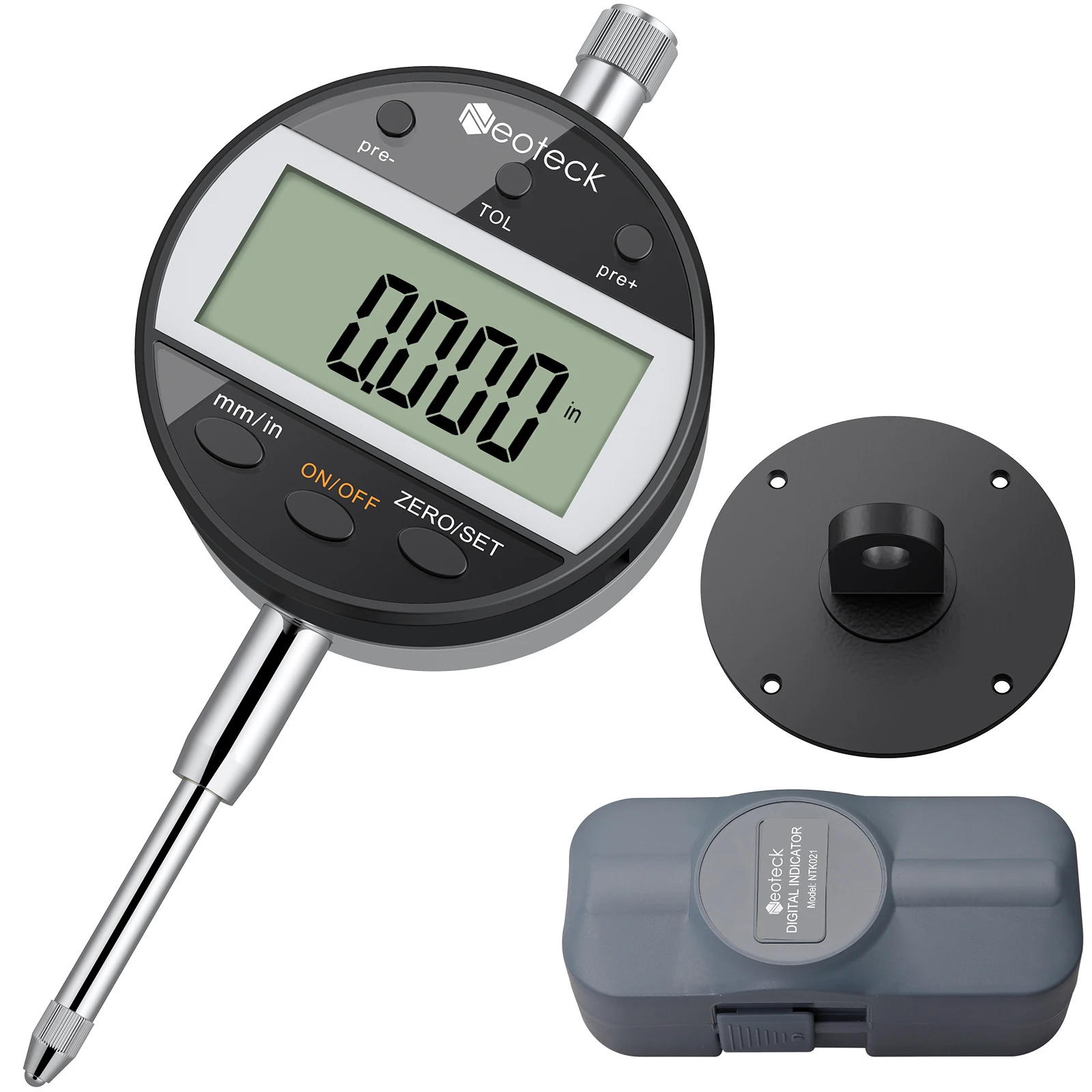 

Digital Dial Indicator 0.01/.0005" Digital Probe Indicator Range 0-25.4mm/1" Electronic Dial Indicator with Tolerance Function