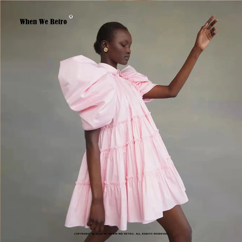 

Винтажное платье-рубашка во французском дворцовом стиле, модель 2023 года, весна-лето, платье-миди с коротким пышным рукавом, трапециевидной формы, RS601