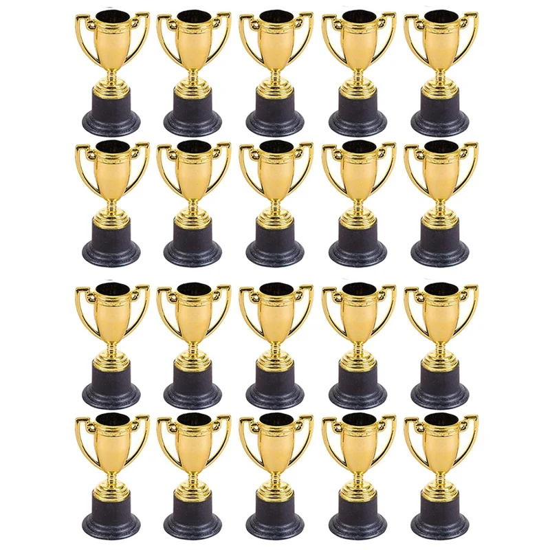 

20PCS Mini Plastic Gold Cups Trophies For Party Children Early Learning Toys Prizes Children's Holiday Trophy Reward