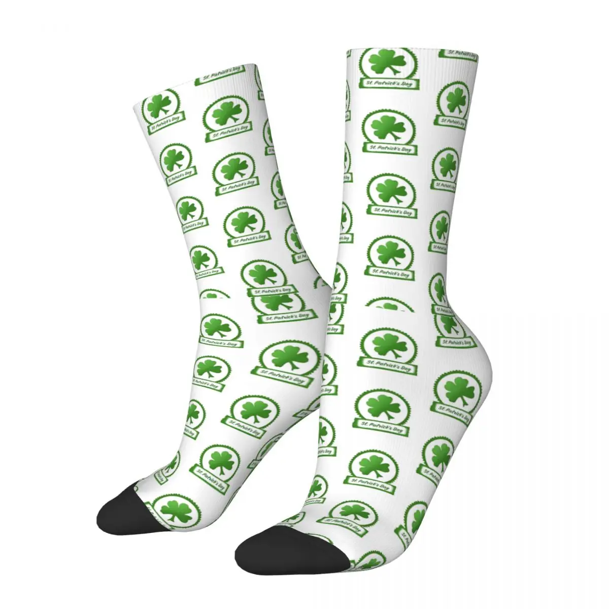 

Funny Crazy Sock for Men Clover Hip Hop Vintage St. Patrick's Day Happy Quality Pattern Printed Boys Crew Sock Casual Gift