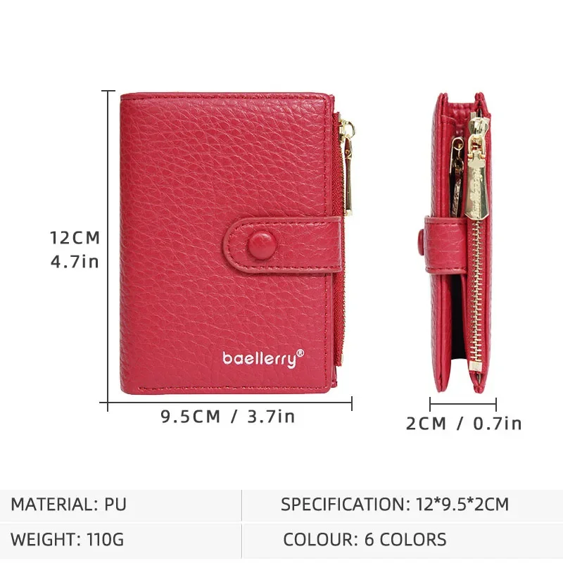 Женский кошелек короткий на молнии с застежкой Многофункциональный модный для