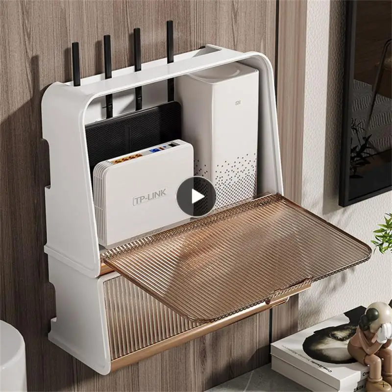 

2023 Hole-free Wifi Shelf Wall-mounted Shelter Basket Wireless Router Storage Basket Household Creative Shelf Set-top Basket