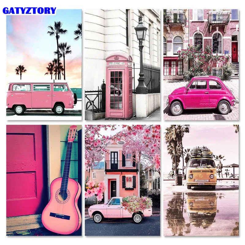 

GATYZTORY Frame Painting By Numbers Kits Car Landscape Modern Coloring By Numbers For Diy Gift Wall Art Picture Artwork Drawing
