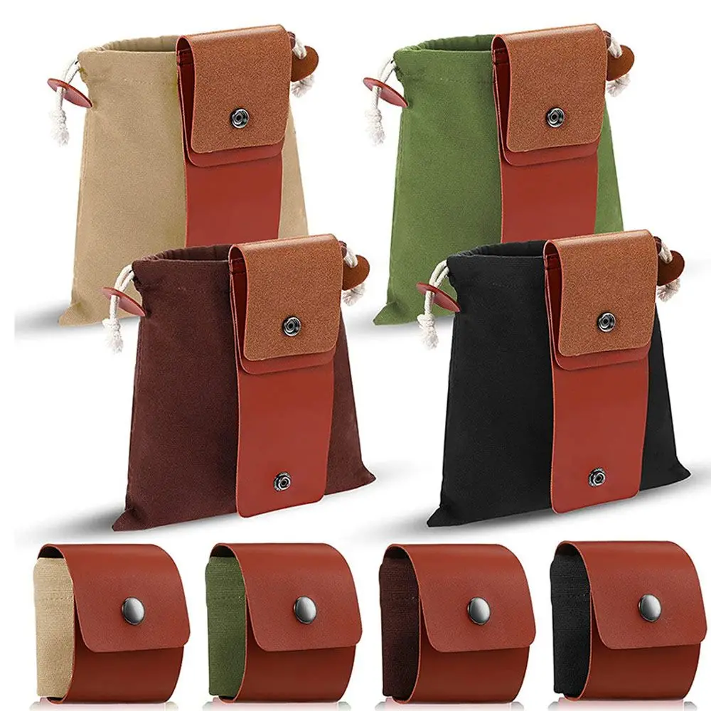 

Outdoor Hiking Foraging Pouch Garden Fruit Picking Bag with Drawstring Waxed Leather Canvas Jungle Outdoor Camping Storage Bags