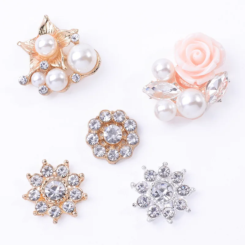 

10 шт. оптовая продажа, высокое качество, модный Золотой/Серебряный цвет, кристалл, жемчуг, цветы, очаровательные для сережек/ожерелья, ювелирные изделия, аксессуары