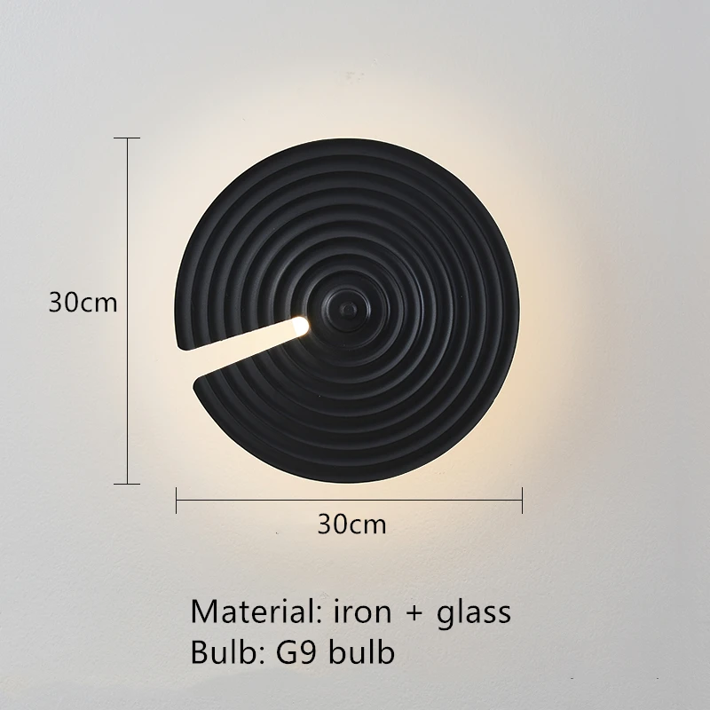 

Nordic Round LED Wall Lamp For Bedroom Foyer Aisle Black Metal Atmosphere Decoration Sconce Indoor Wall Lights Fixtures G9 Bulb