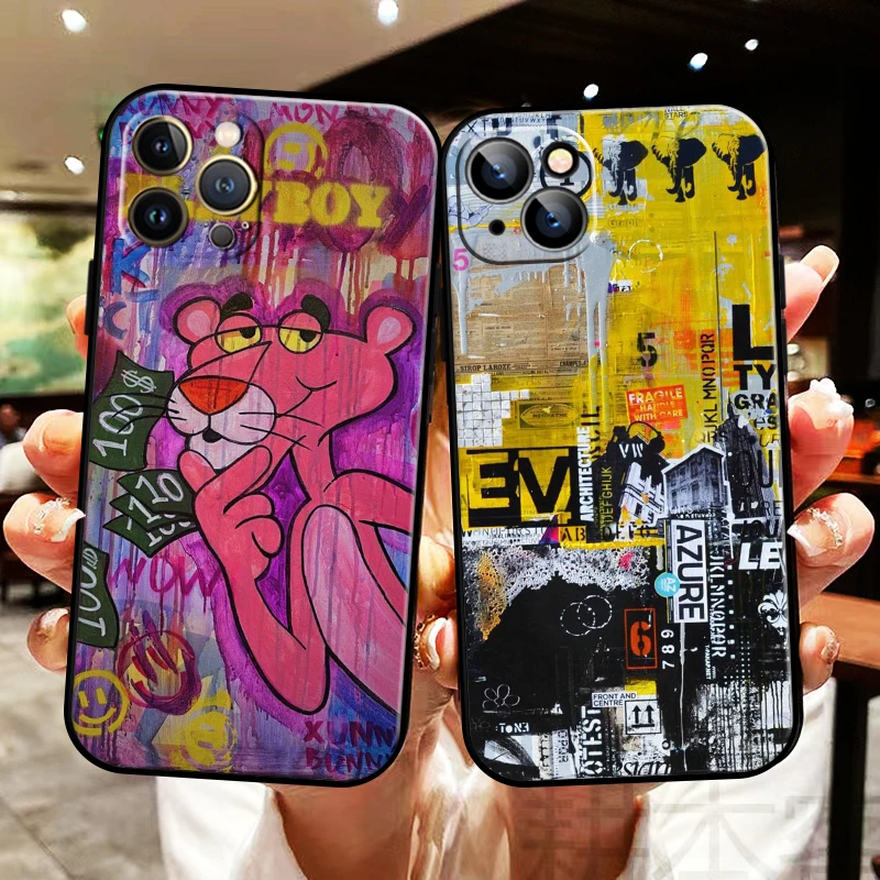 

Street Graffiti Oil Painting For Apple iPhone 13 12 11 Pro Max 13 12 Mini 5 5s 6 6S 7 8 Plus SE2020 X XR XS Max Phone Case Back