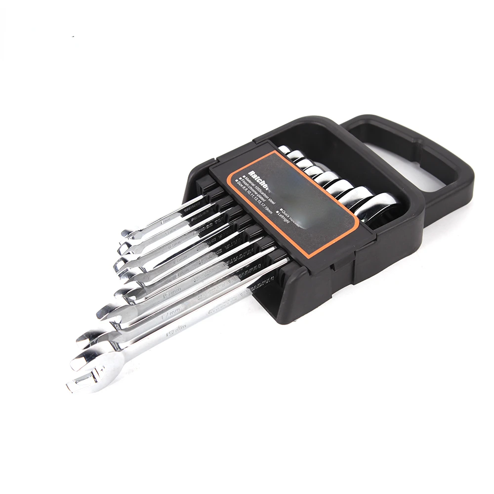 

8pc Chrome vanadium steel Ratchet Combination Wrench Set
