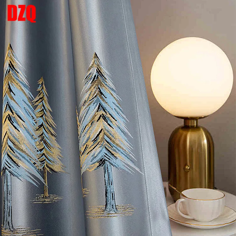 

Шторы для гостиной, столовой, спальни, новые, имитация шелка, американские, современные роскошные, синие, с высоким затенением, окна, двери, к...