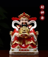 white marble red god of wealth fortune ornaments flexibly gold inlaid jade god of wealth housewarming opening gift feng shui