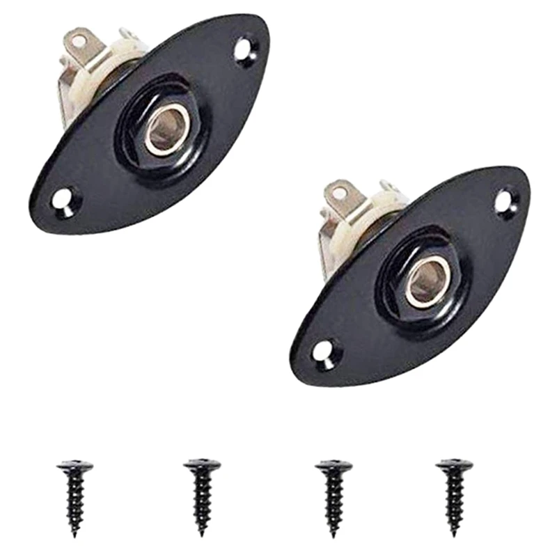 

1/4Inch Oval Dented Electric Guitar Jack Output Plate Socket Jackplate,2Pack