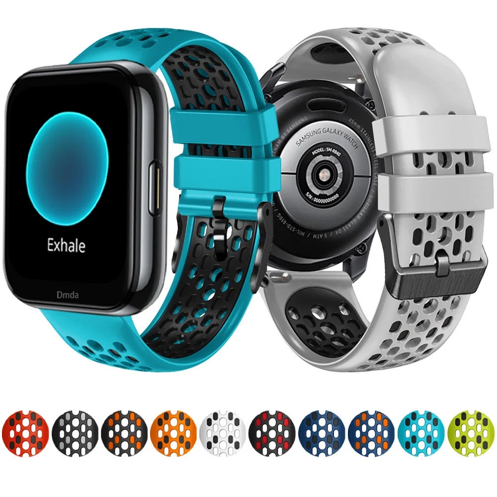 

Ремешок силиконовый для Realme Watch 2 Pro, спортивный браслет для смарт-часов Realme Watch S Pro, аксессуары 22 мм