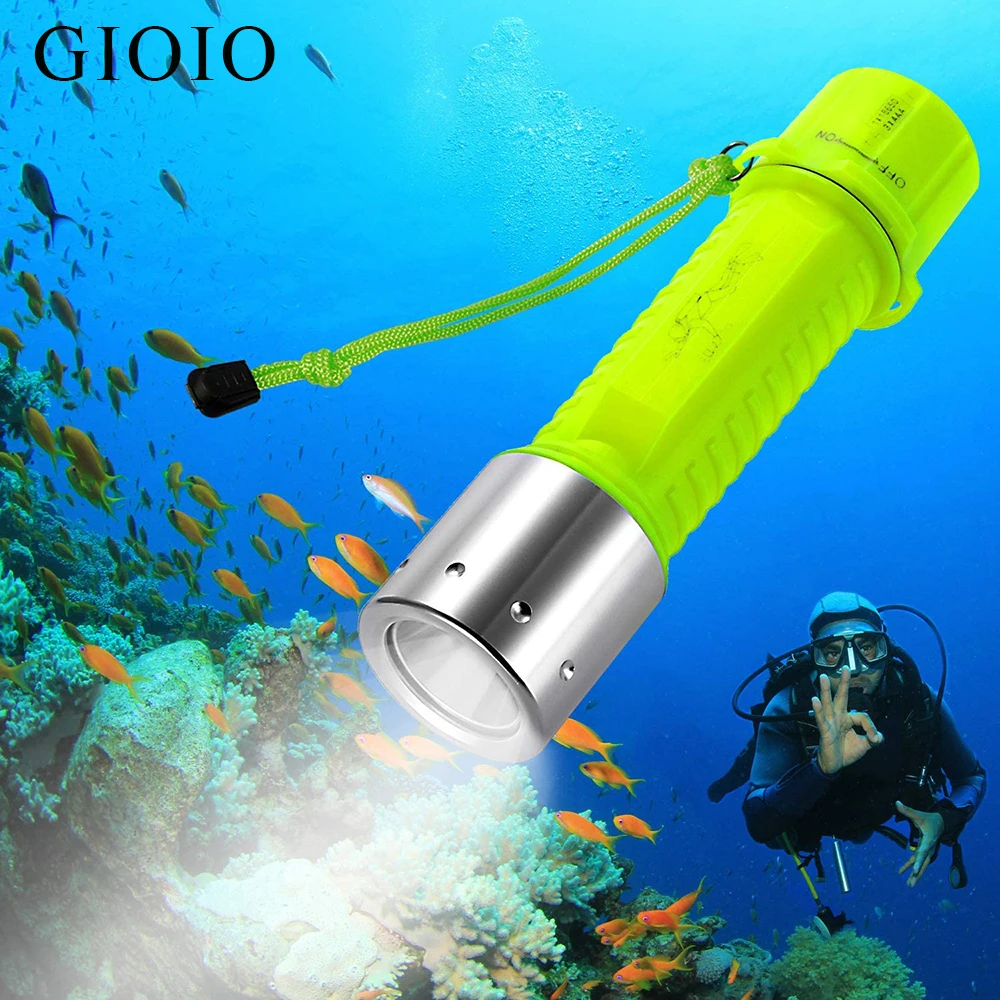 Diving Flashlight LED Super Underwater IPX6 Waterproof Diving Torch Lamp Professional Scuba for Dive Swimming Under Water Lamp