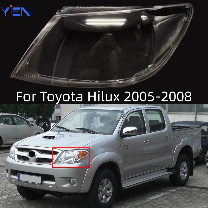 Фото Для Toyota Hilux 2005 2006 2007 2008, прозрачная крышка объектива фары, сменная крышка корпуса фары слева/правая №2
