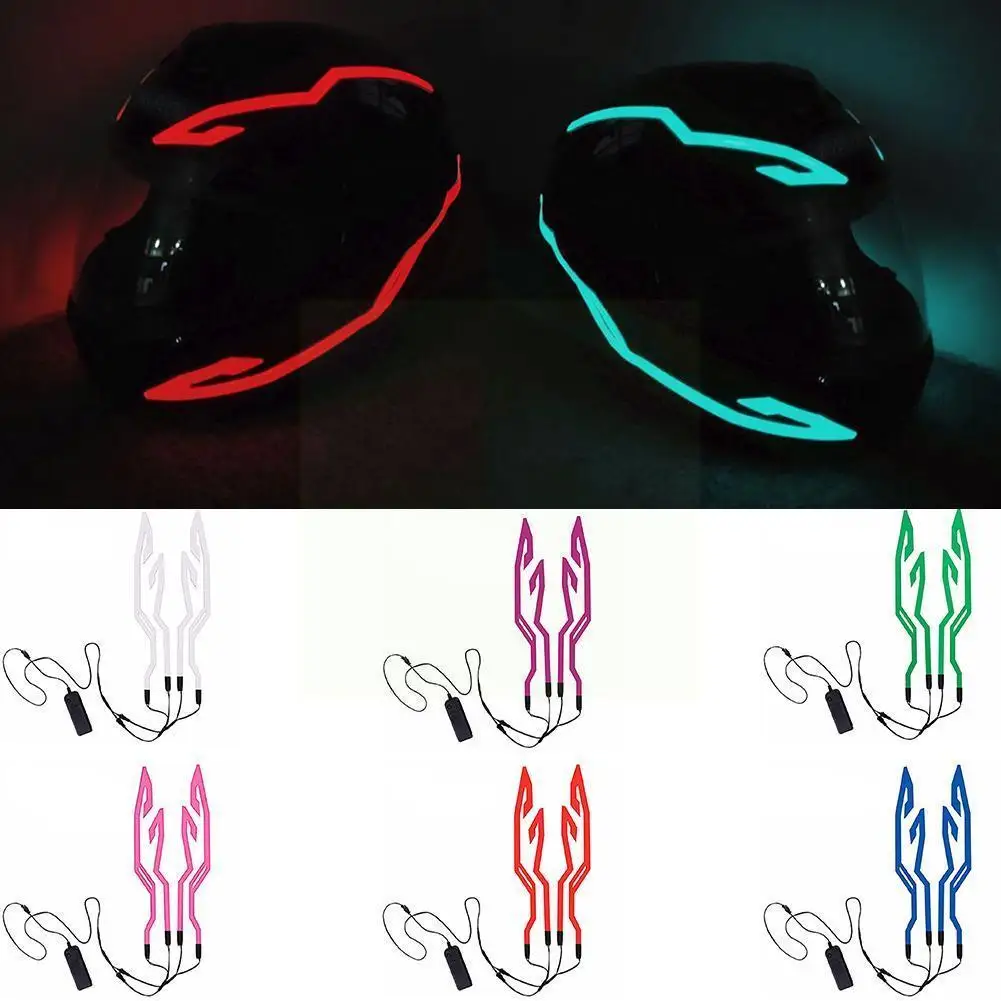 

4-in-1 Motorcycle Bike Helmet LED cold light Strip Helmet EL Warning Night Kit Flashing Sticker Waterproof Lights Riding R1X9