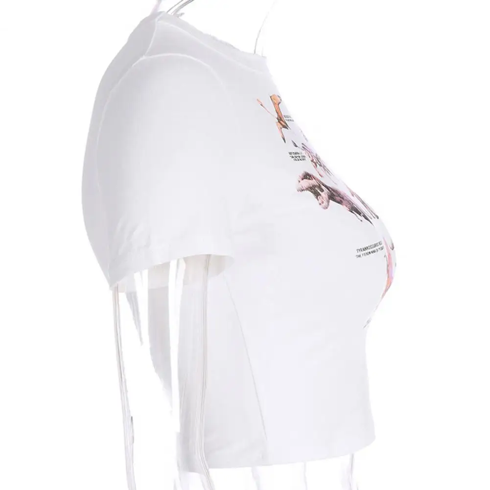 Легкий не скатывающийся с ярким принтом динозавров футболка открытым пупком