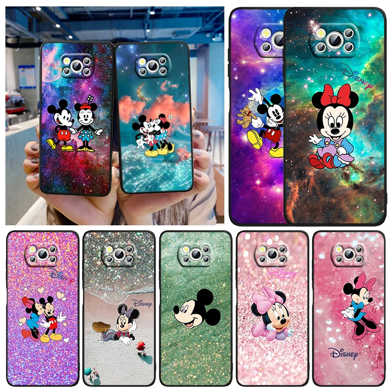 

Mickey Minnie colorful Phone Case For Xiaomi Mi Poco X5 X4 X3 NFC F4 F3 GT M5 M5s M4 M3 Pro C50 C40 5G Black Soft Cover