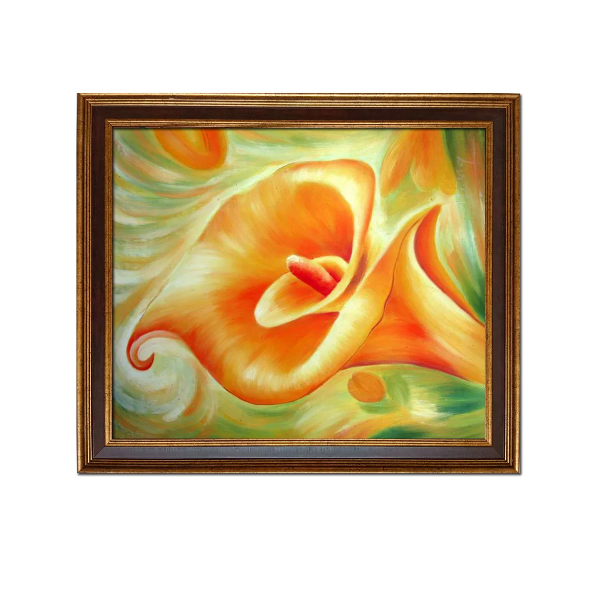 

Golden Framed-Hand Painted Still life Calla Lily Flowers Oil Painting Reproduction on Canvas Modern Wall Art Home Decor