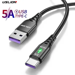 USLION 5A USB Type C кабель мобильный телефон кабель для быстрой зарядки для Samsung S23 Xiaomi 13 12 Pro Poco Oneplus 11 Realme 1 м 2 м 3 м