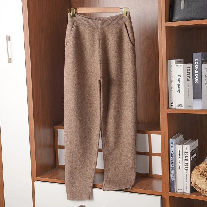 

Foreign style versatile cashmere knitted pants women Korean version grandma pants casual slimming wool radish pants Harlan pants